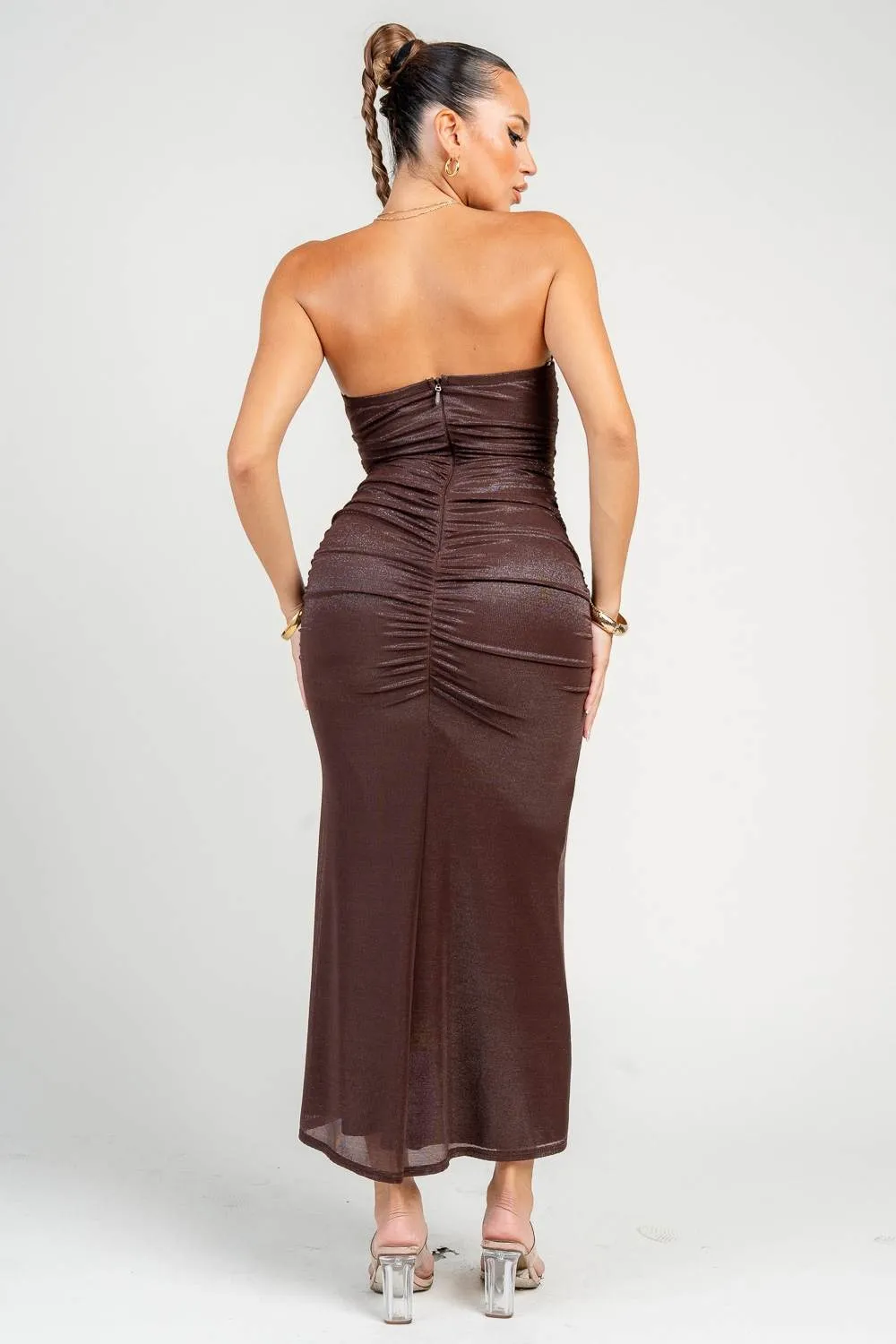 HD30641S / Sweetheart Tube Ruching Maxi Dress sold by privy product image thumbnail 3