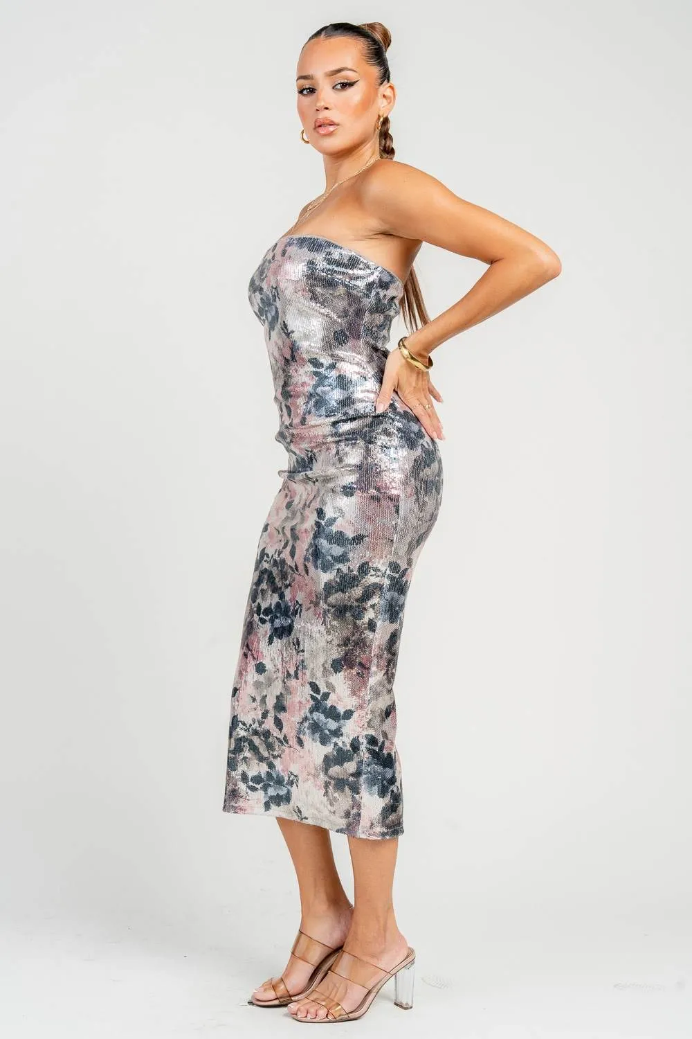 PD79340K / Tube Back Slit Midi Dress sold by privy product image thumbnail 3