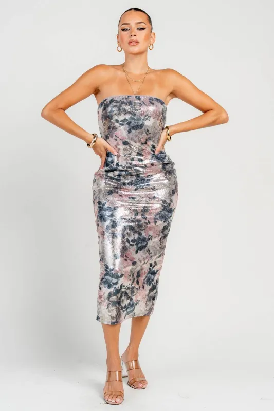 PD79340K / Tube Back Slit Midi Dress sold by privy