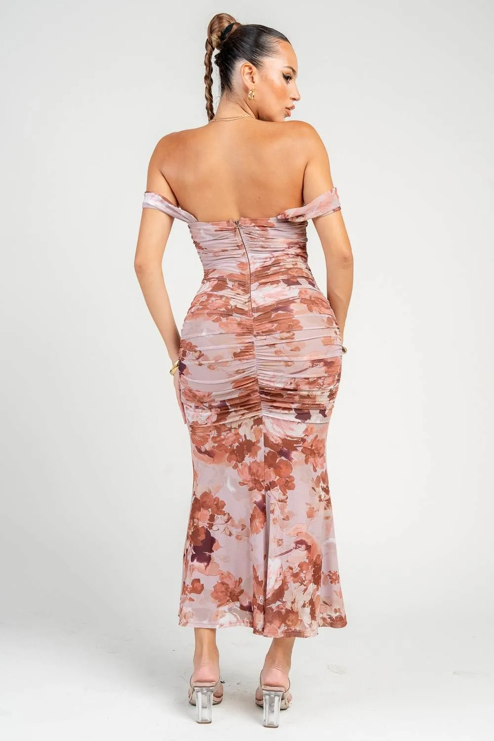 PD79355N / Off Shoulder Bustier Ruching Maxi Dress sold by privy product image thumbnail 5