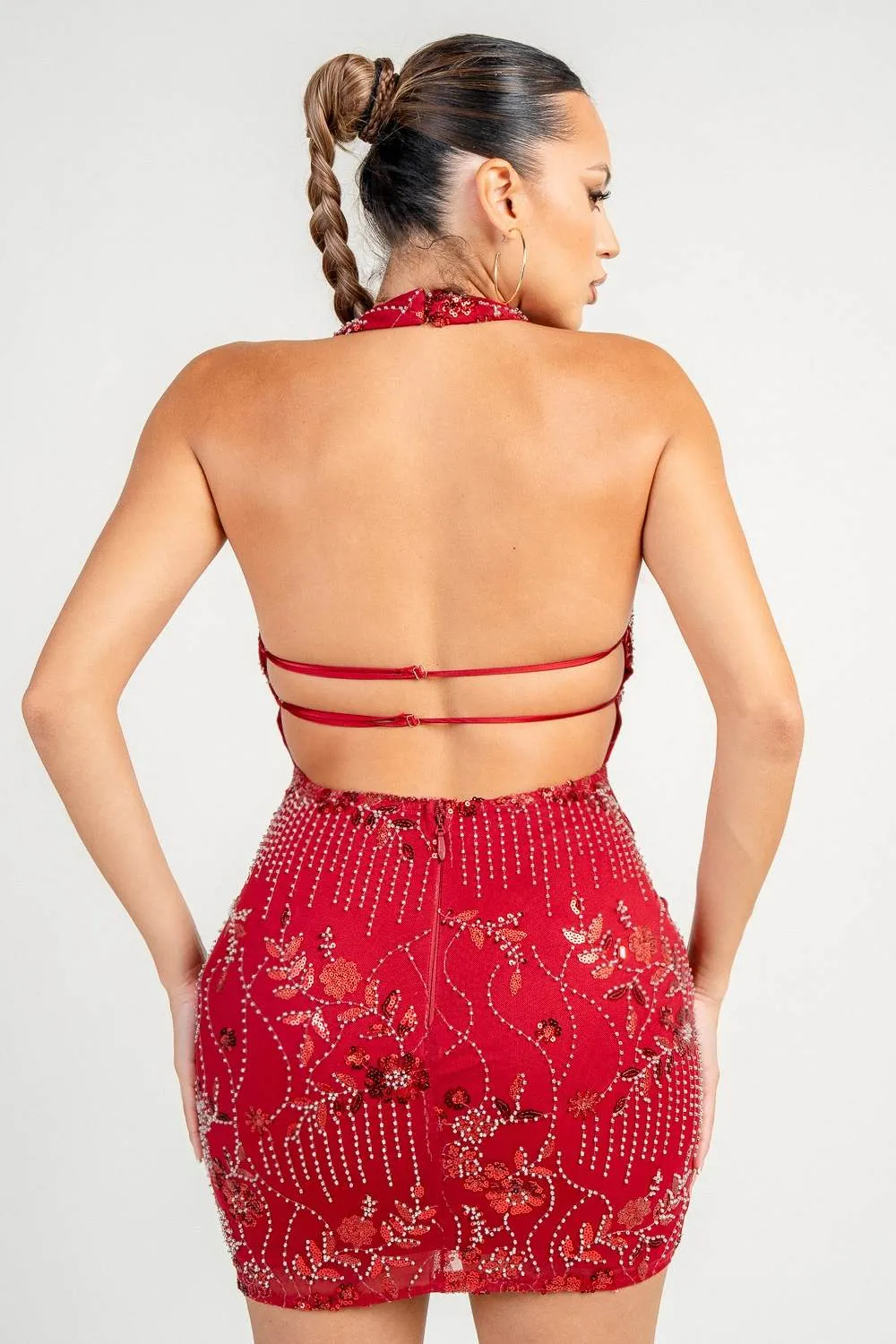 HD30563E / Bead Cowl Neck Backless Mini Dress sold by privy product image thumbnail 3