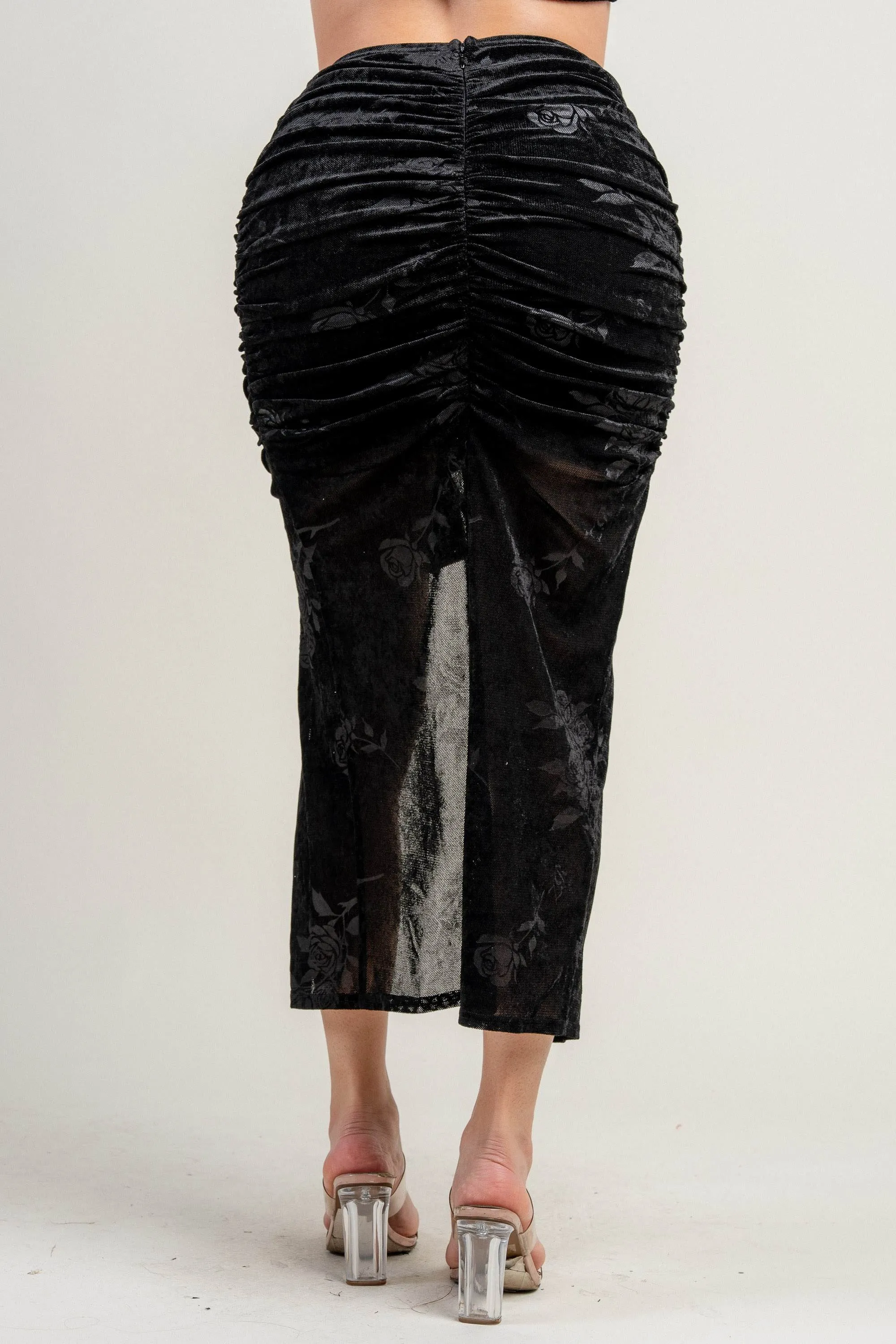 PB31994K / HIGHWAIST RUFFLE CENTER FRONT SLIT MAXI SKIRT sold by privy product image thumbnail 3