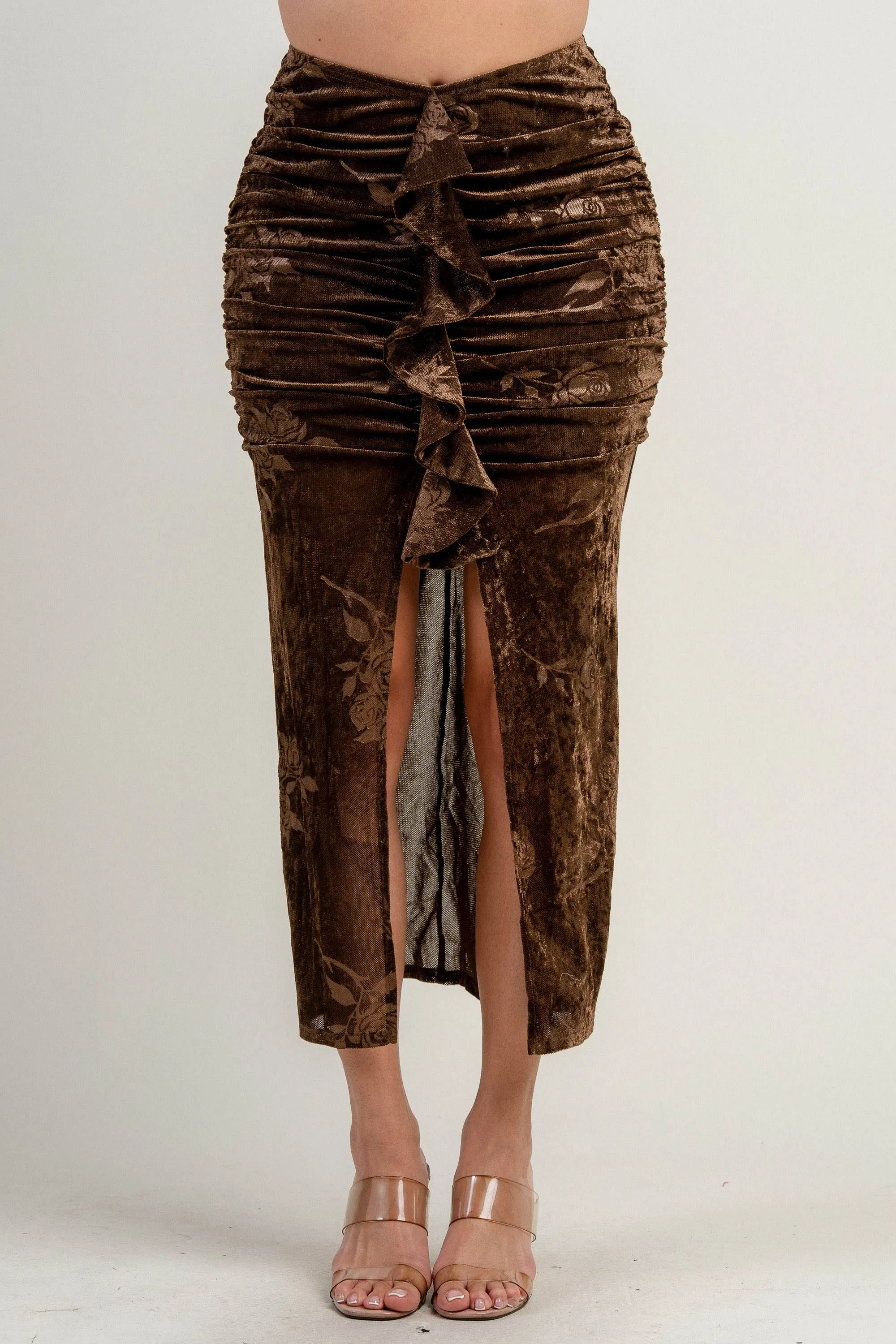 PB31994K / HIGHWAIST RUFFLE CENTER FRONT SLIT MAXI SKIRT sold by privy product image thumbnail 5