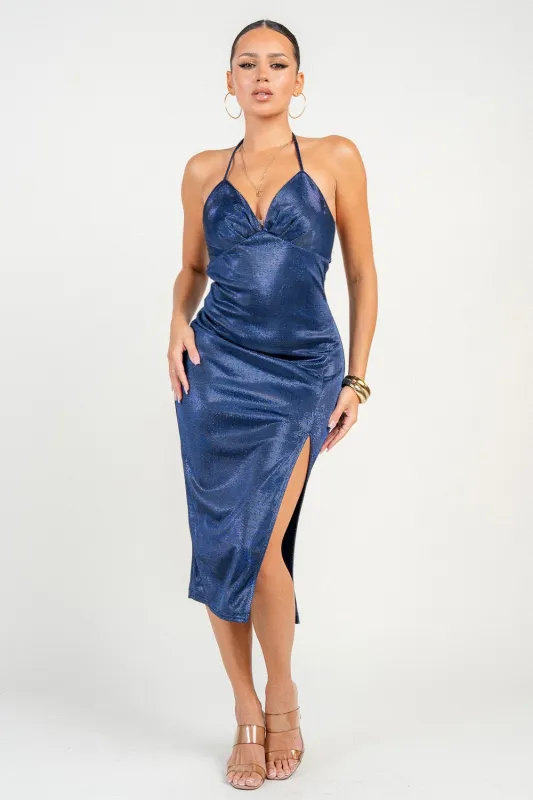 HD30719K / Halter Neck High Slit Midi Dress sold by privy