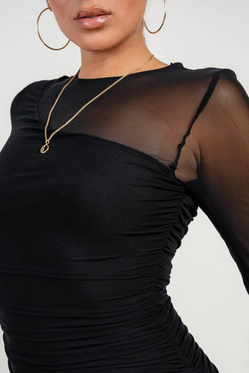 PD77778BST / Mesh Long Sleeve Dress sold by privy product image thumbnail 3