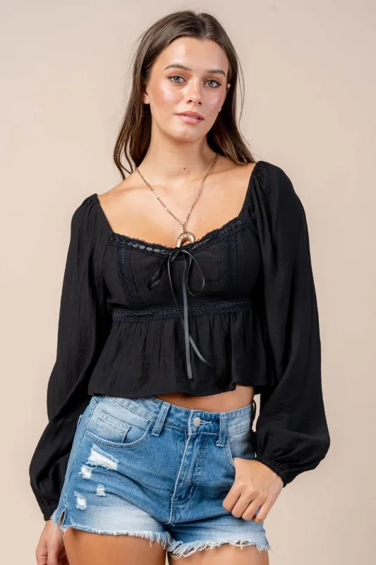 CT10640S / L/S LACE TRIME DETAILED BLOUSE sold by privy
