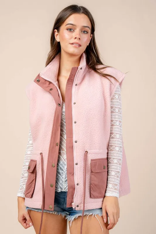 CG60120N / Button Front Vest w/ Pockets & Drawstring made by privy