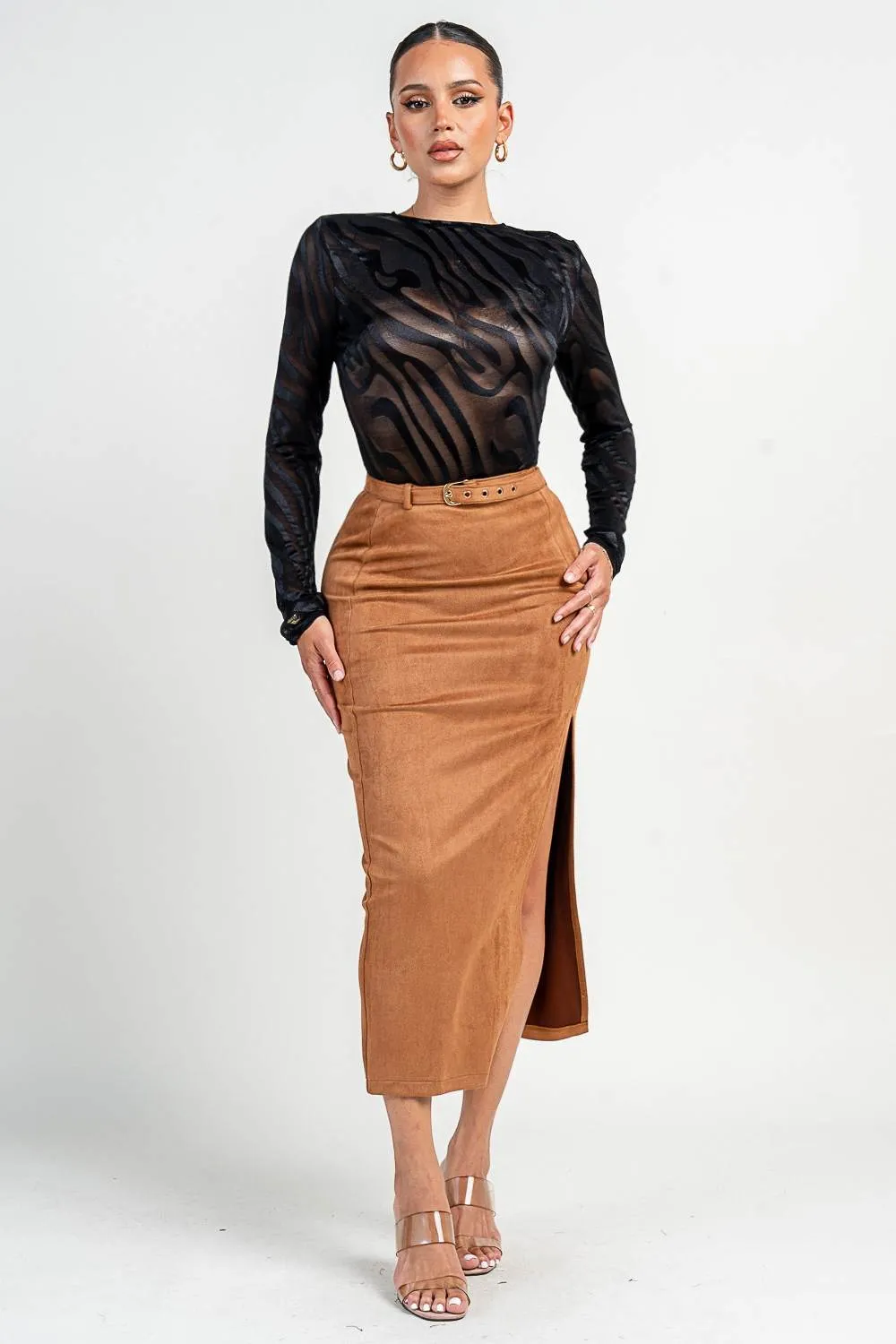 PB32006EST / FRONT SLIT MAXI SKIRT sold by privy product image thumbnail 4
