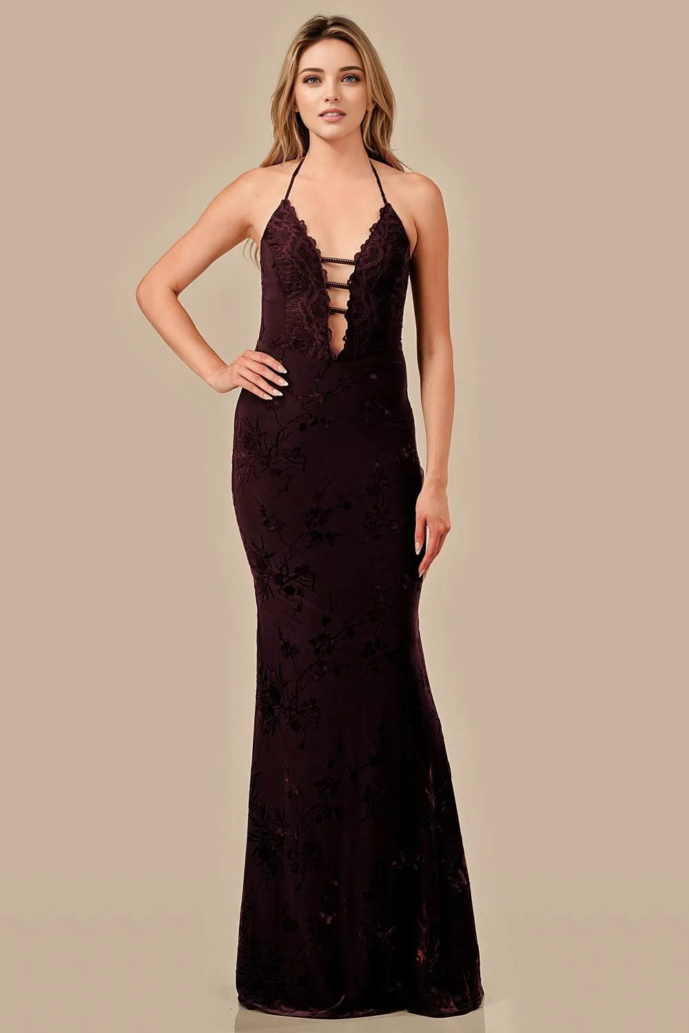 AD30383SW / FLOCKING KNIT W/ LACE TRIM MIDI DRESS sold by privy product image thumbnail 2