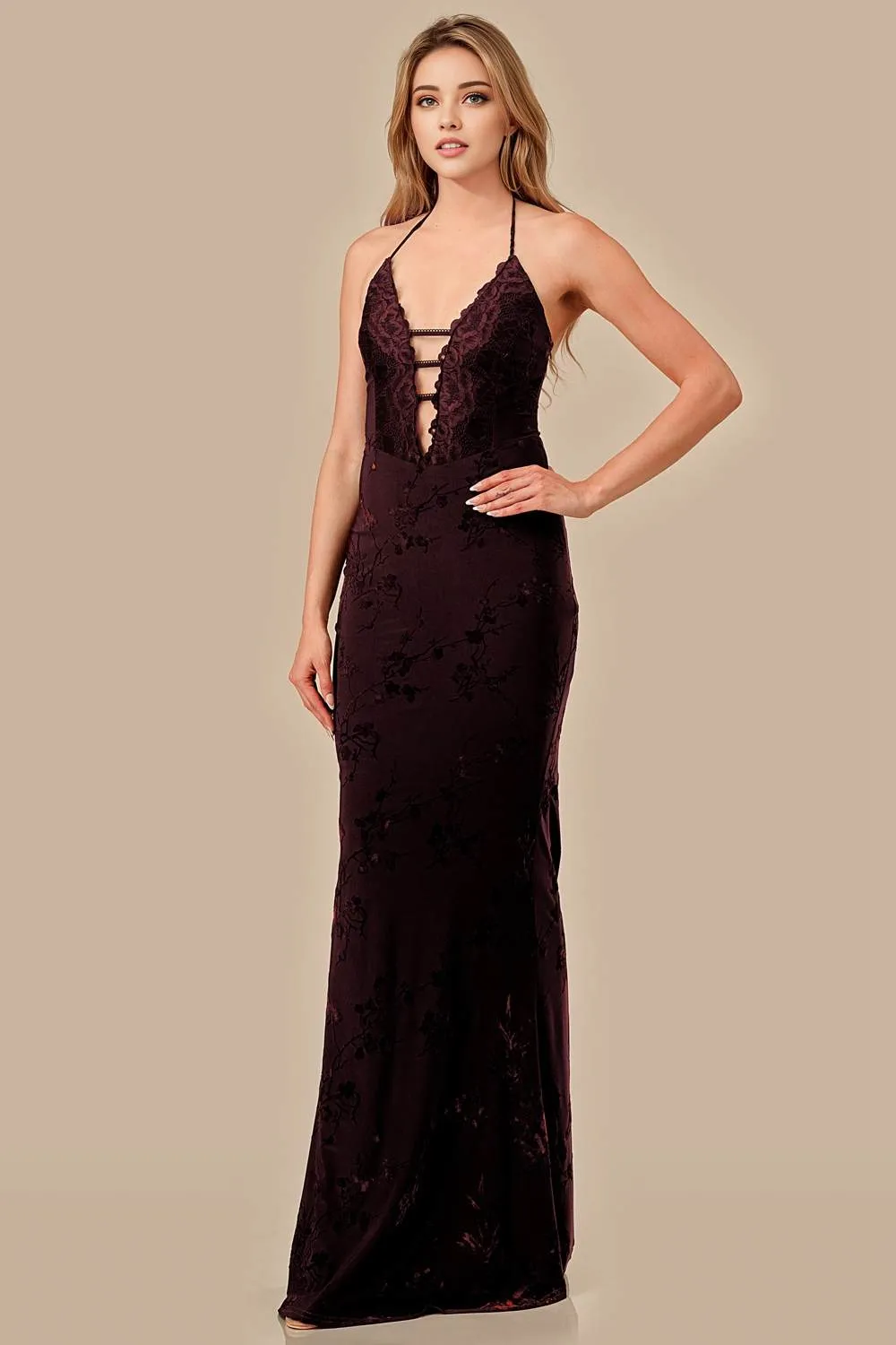 AD30383SW / FLOCKING KNIT W/ LACE TRIM MIDI DRESS sold by privy product image thumbnail 3
