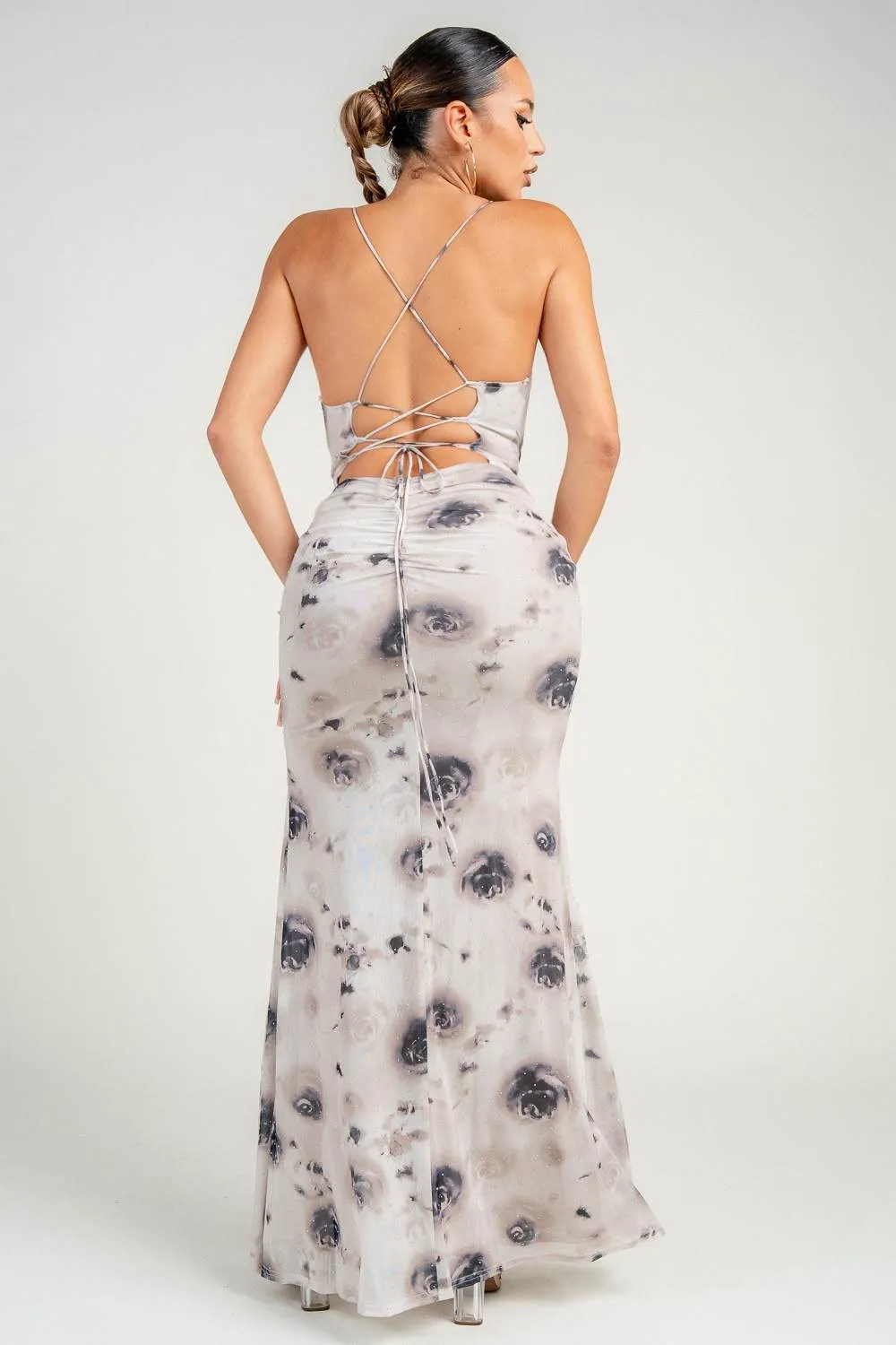 HD30574EST / COWL NECK LACE UP BACK MAXI DRESS sold by privy product image thumbnail 3