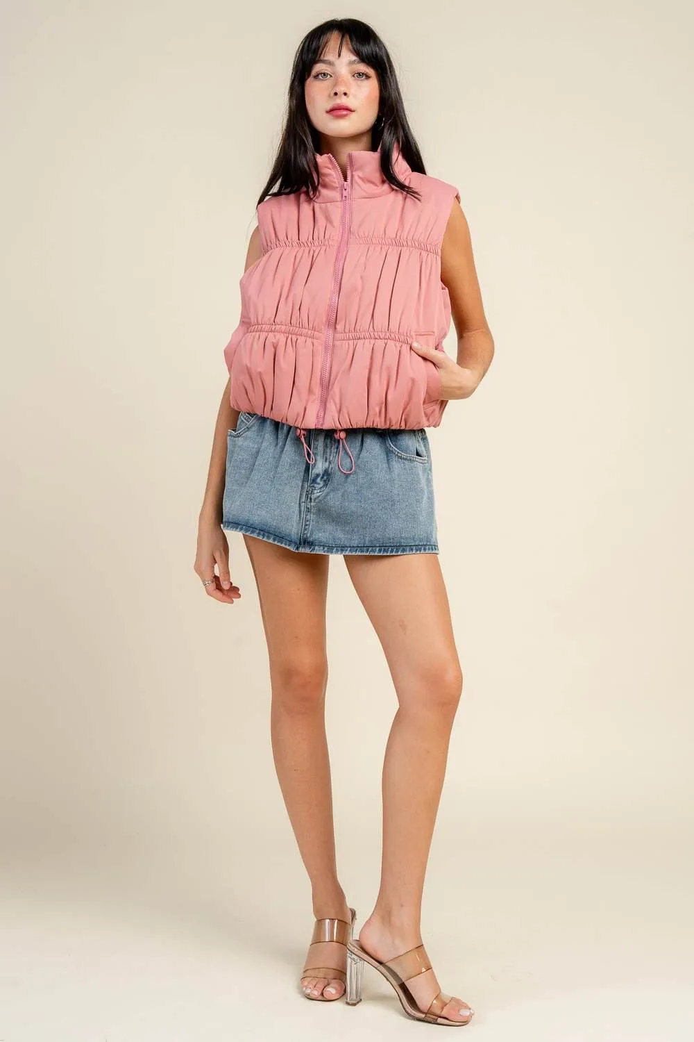 BG5391E / PUFFER VEST WITH RUCHING DETAIL sold by privy product image thumbnail 5