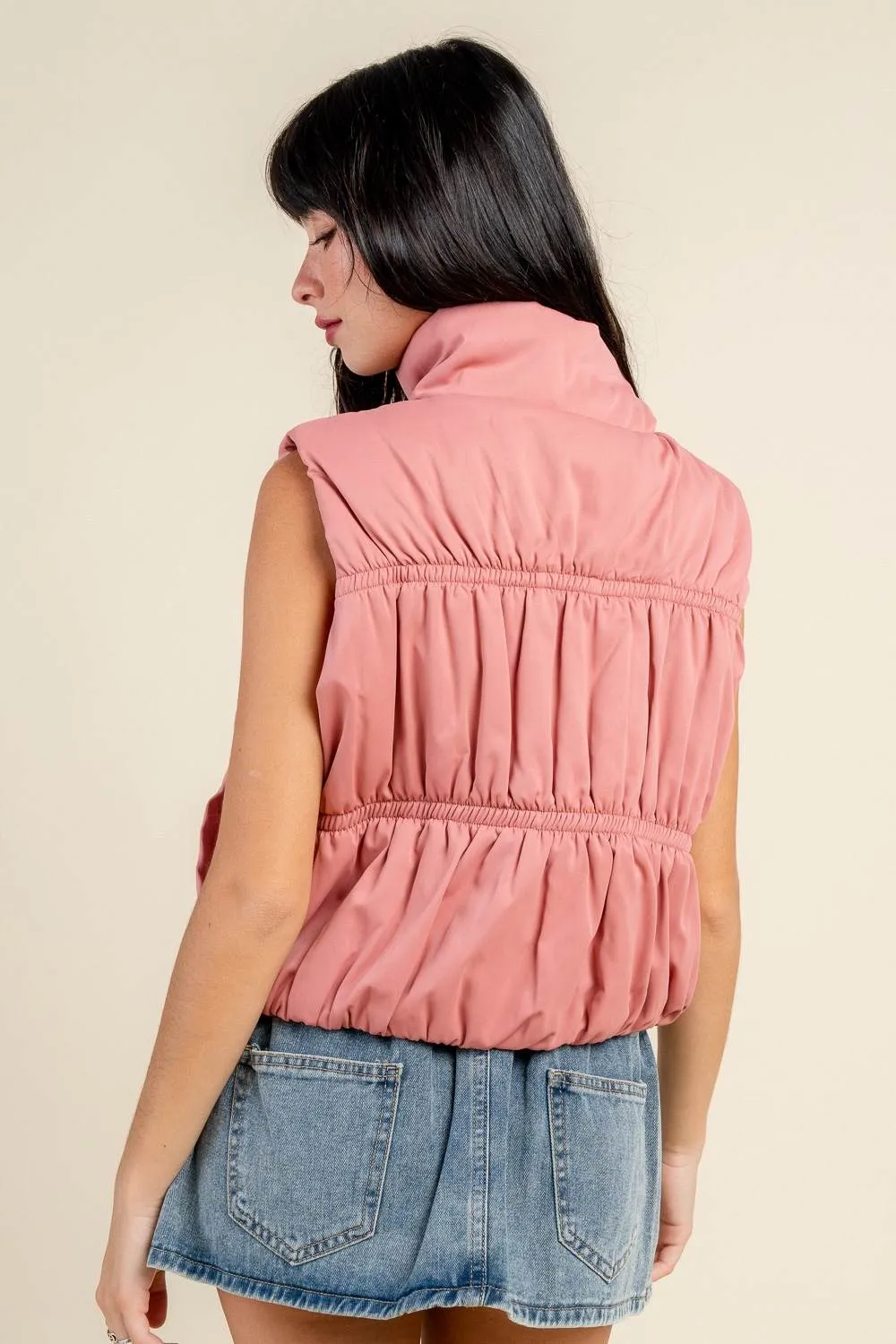 BG5391E / PUFFER VEST WITH RUCHING DETAIL sold by privy product image thumbnail 3