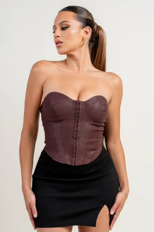 PT45447K / TUBE CORSET HOOK&EYE FRONT OPEN CROP TOP sold by privy