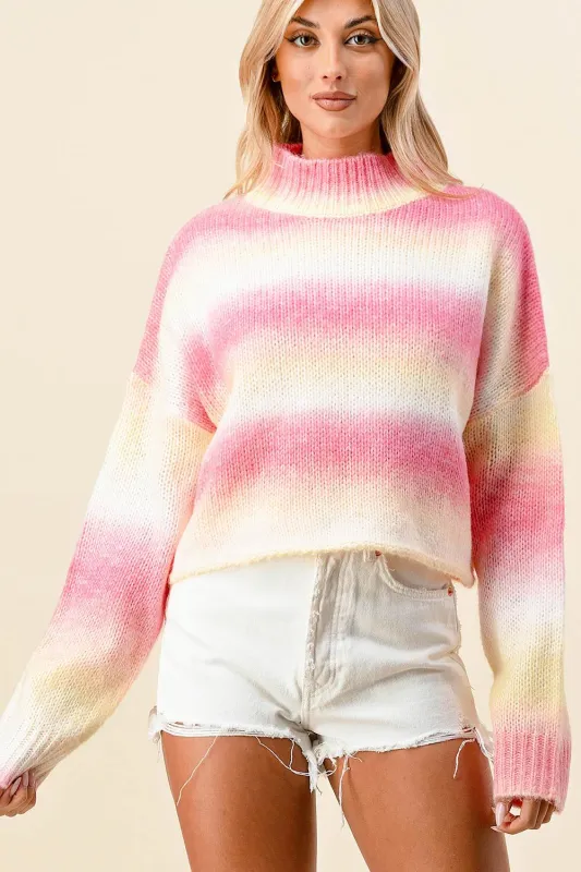 BT1570C / OMBRE MOCK NECK OVERSIZED COZY SWEATER sold by privy
