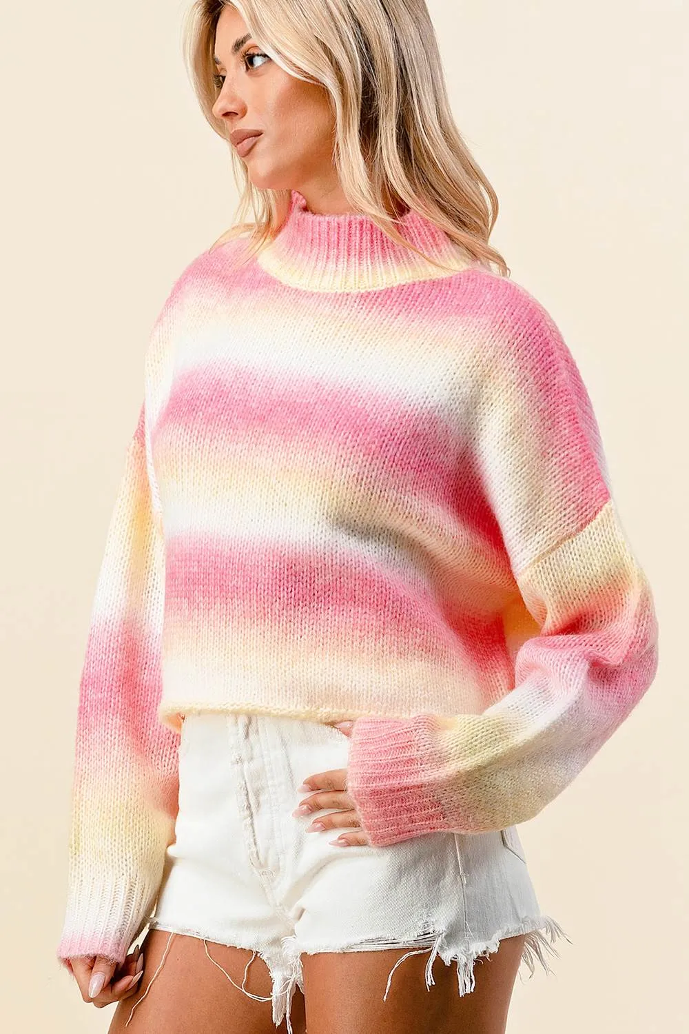 BT1570C / OMBRE MOCK NECK OVERSIZED COZY SWEATER sold by privy product image thumbnail 2