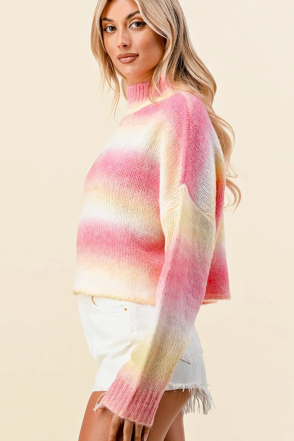 BT1570C / OMBRE MOCK NECK OVERSIZED COZY SWEATER sold by privy product image thumbnail 3