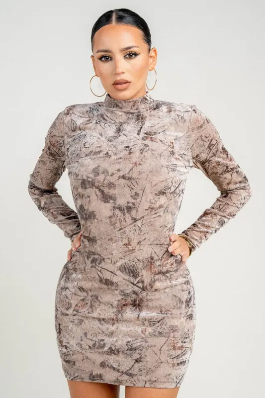 HD30688S / LONG SLEEVE MOCK NECK BODYCON MINI DRESS sold by privy