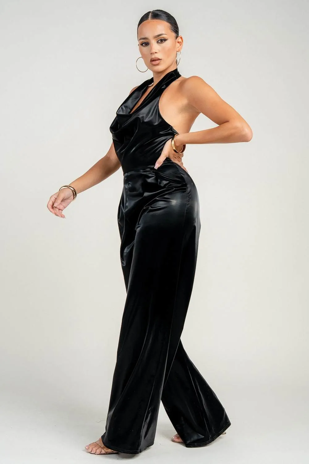 HJ1053S / HALTER COWL NECK WIDE LEG JUMPSUIT sold by privy product image thumbnail 2