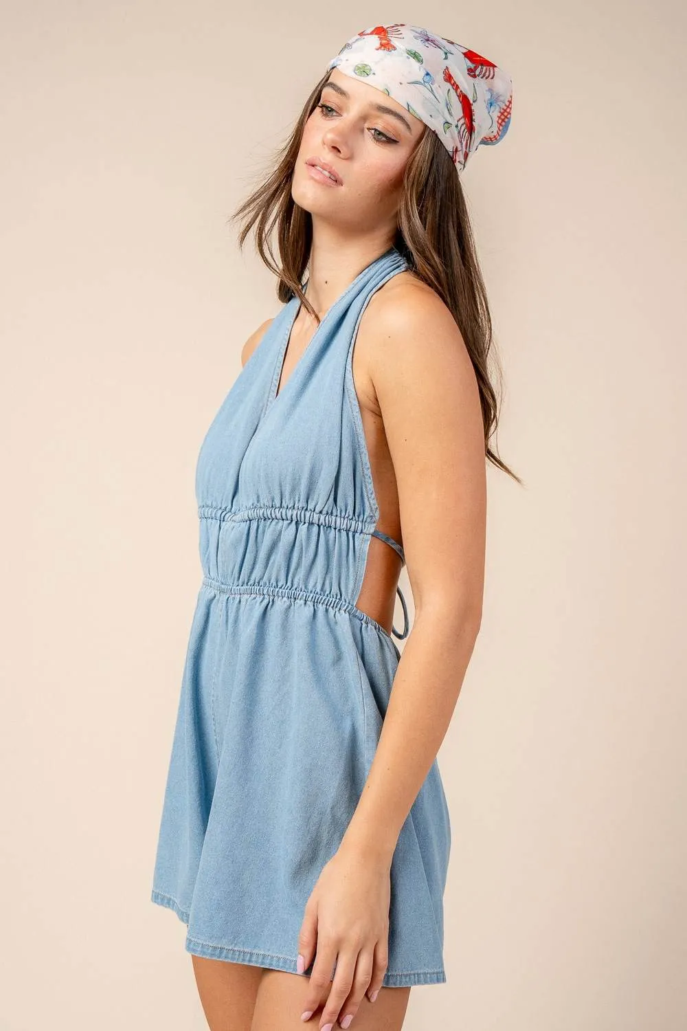 CJ40031Y / DEEP V NECK HALTER ROMPER sold by privy product image thumbnail 2