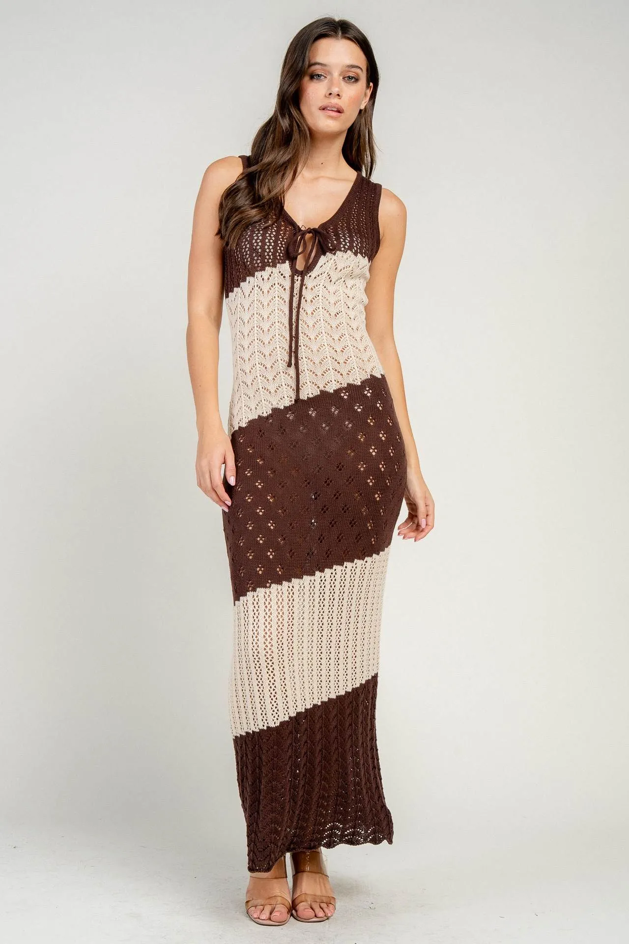 BD13324C / STRIPE KNIT SWEATER ANKLE DRESS sold by privy