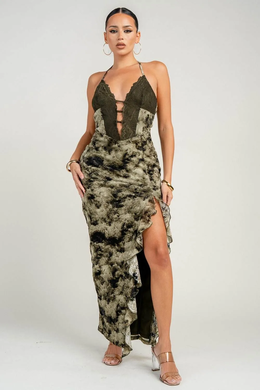 HD30660BD / PRINTEDMESH JACQUARD W/ LACE HALTER sold by privy product image thumbnail 4