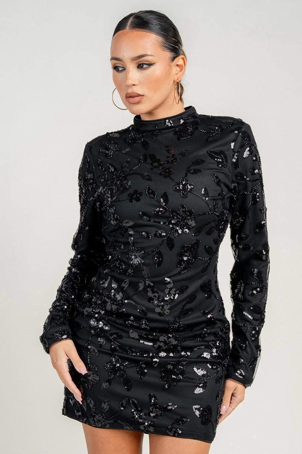 HD30689S / LONG SLEEVE MOCK NECK BODYCON MINI DRESS sold by privy product image thumbnail 4