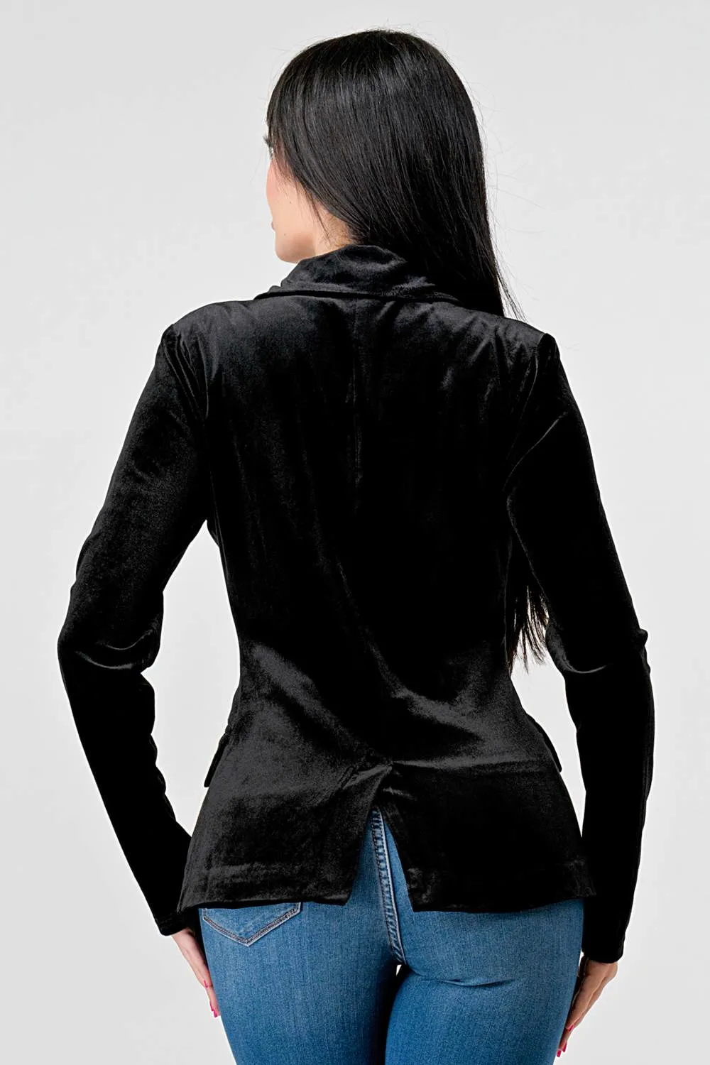 LUXE STRETCH VELVET DOUBLE BUTTONS BLAZER sold by privy product image thumbnail 4