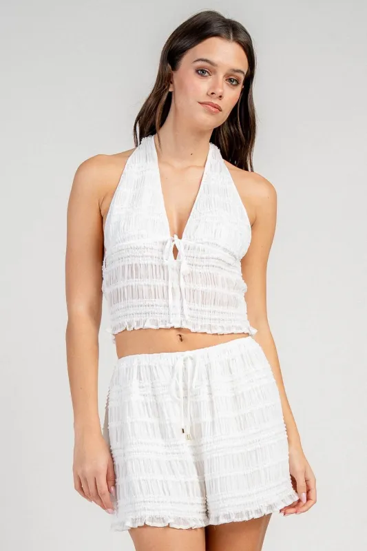 CS50039S / HALTER W/ CUT OUT TOP AND SHORT SET sold by privy