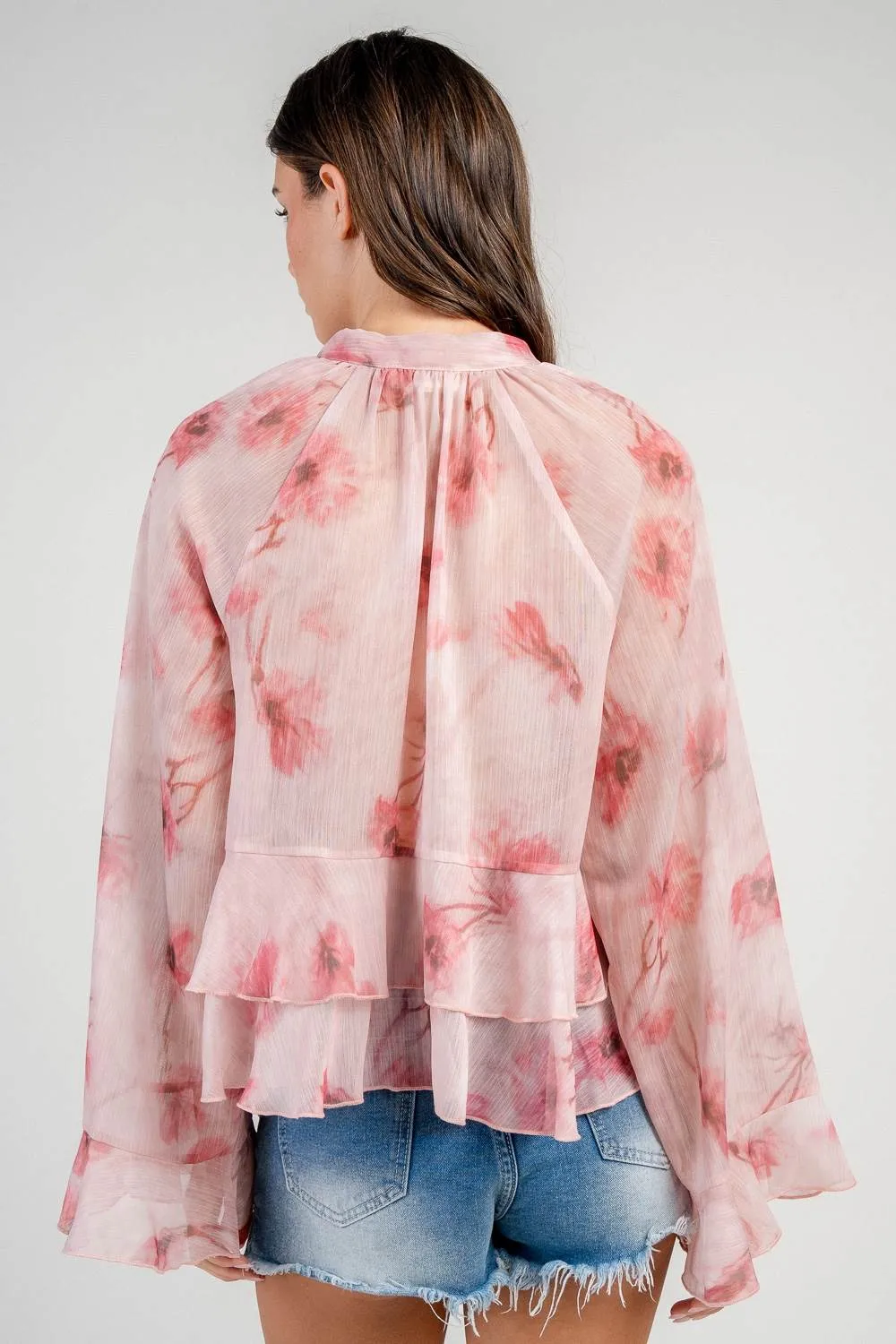 CT10621K / YORYU CHIFFON RUFFLED L/S V-NK BLOUSE sold by privy product image thumbnail 3