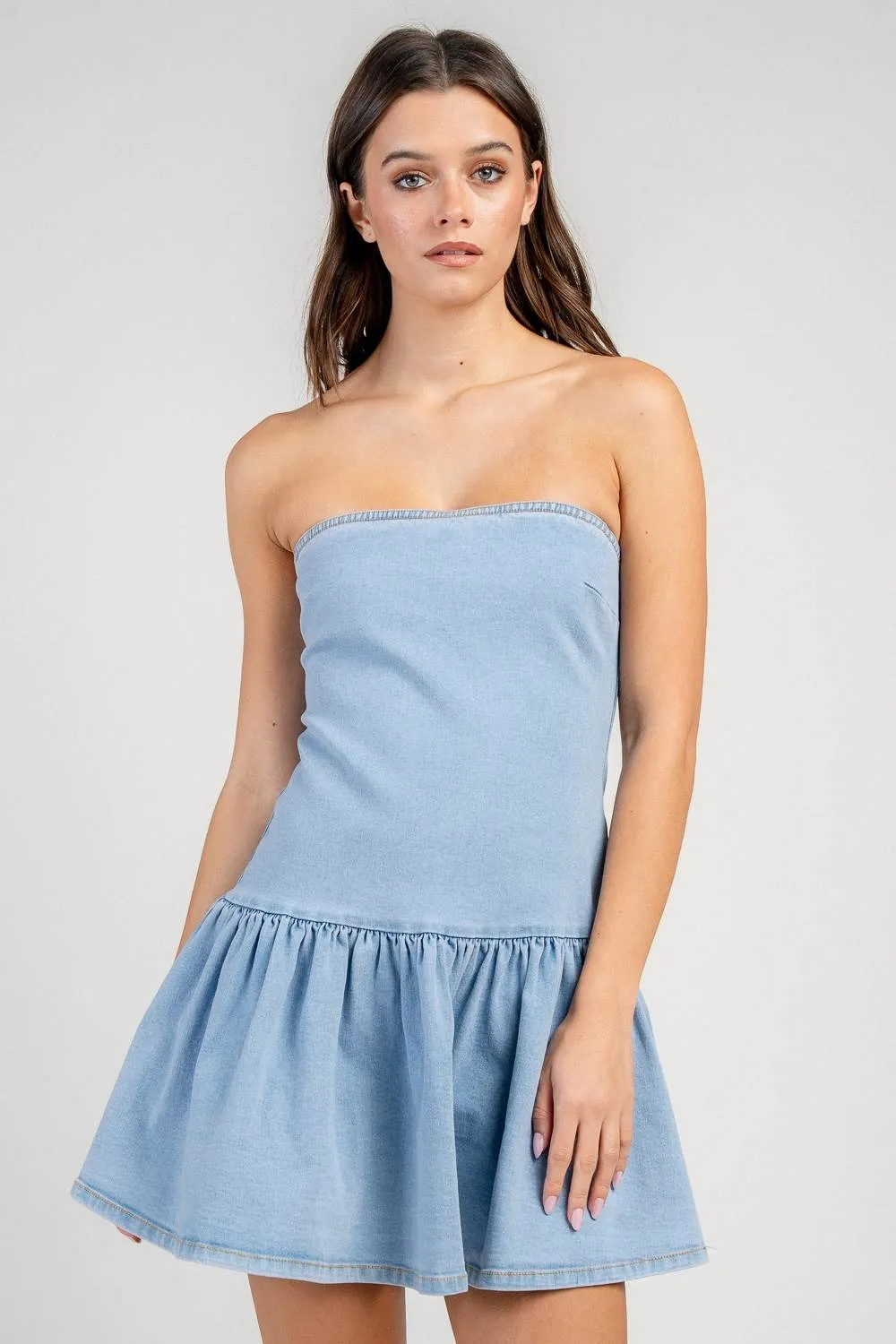 CD30807S / TUBE DROP WAIST DENIM MINI DRESS sold by privy product image thumbnail 4