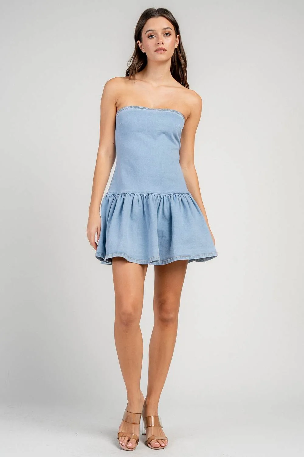 CD30807S / TUBE DROP WAIST DENIM MINI DRESS sold by privy product image thumbnail 5