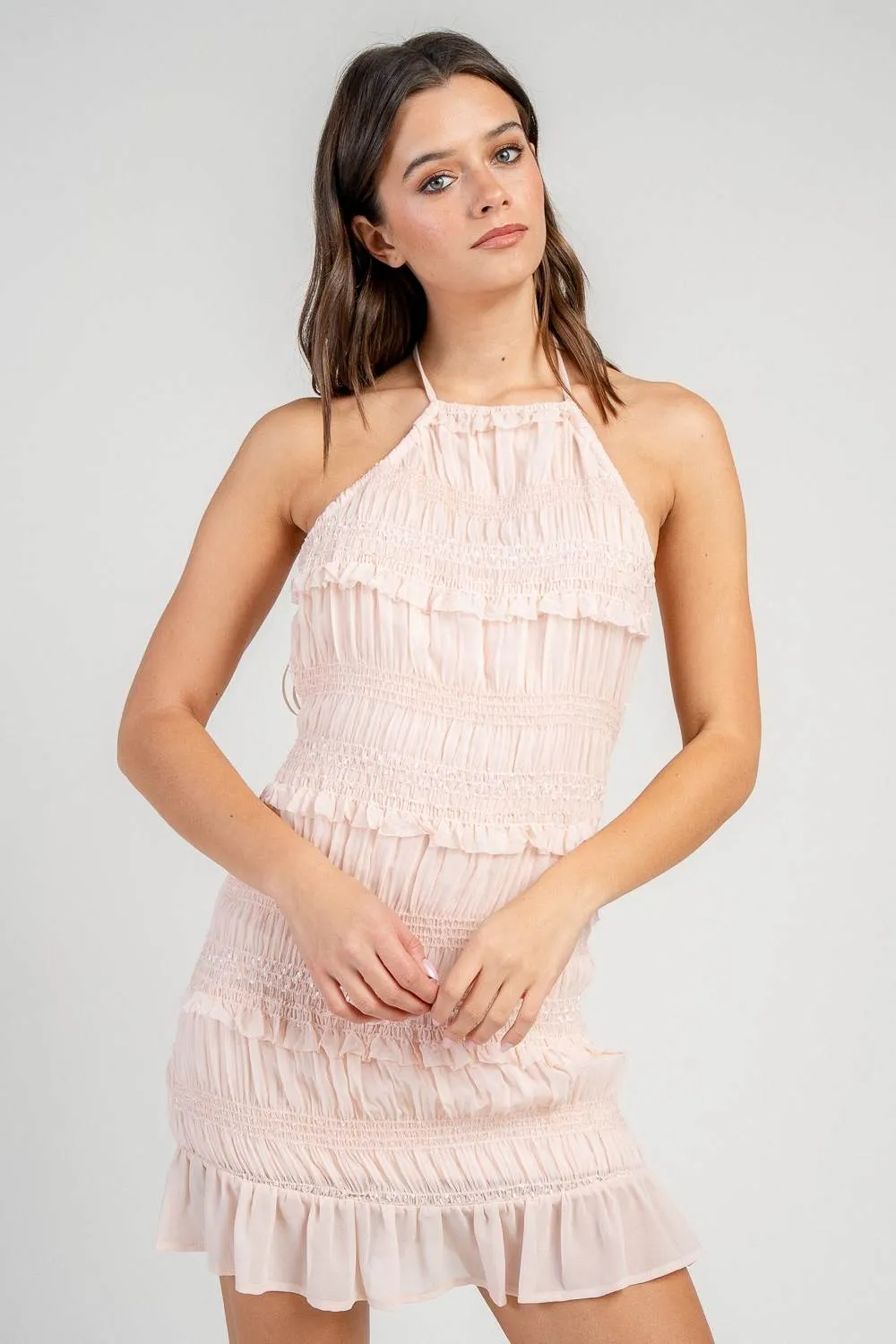 CD30780K / NOVELTY CHIFFON HALTER NECK MINI DRESS sold by privy product image thumbnail 2