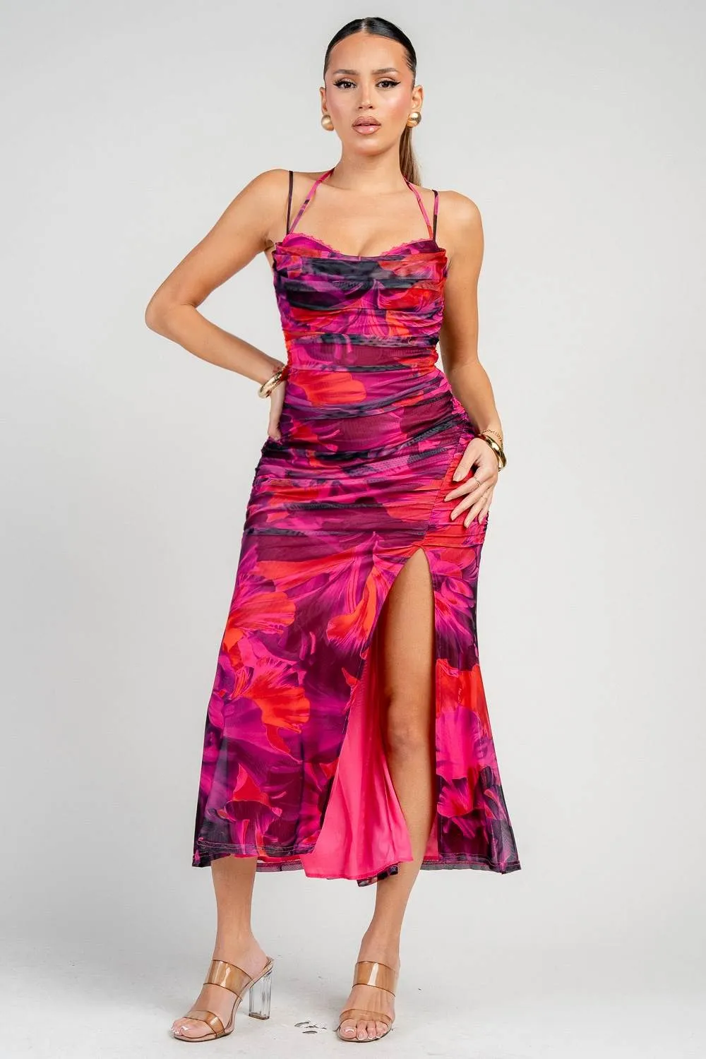 HD30606N / PRINTED MESH MIDI DRESS sold by privy product image thumbnail 4