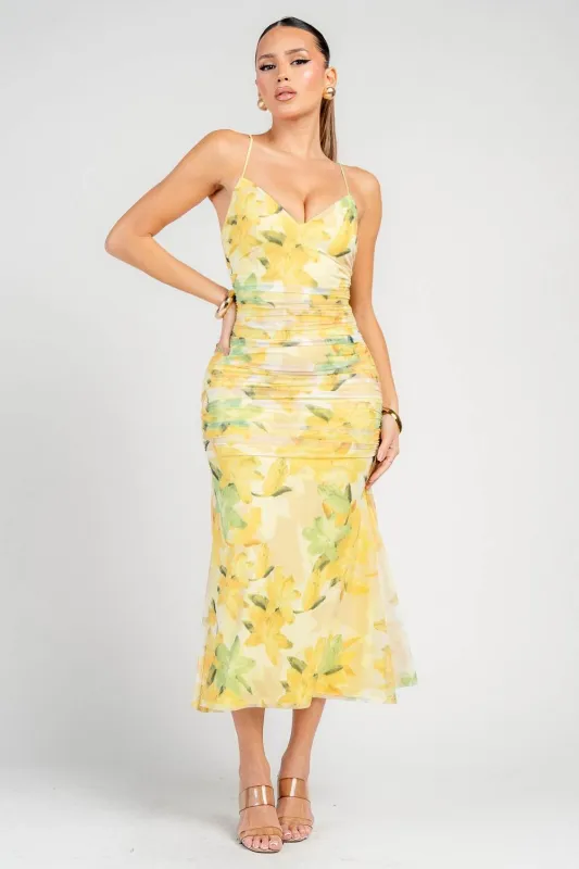 HD30802KST / MESH PRINT MIDI DRESS sold by privy