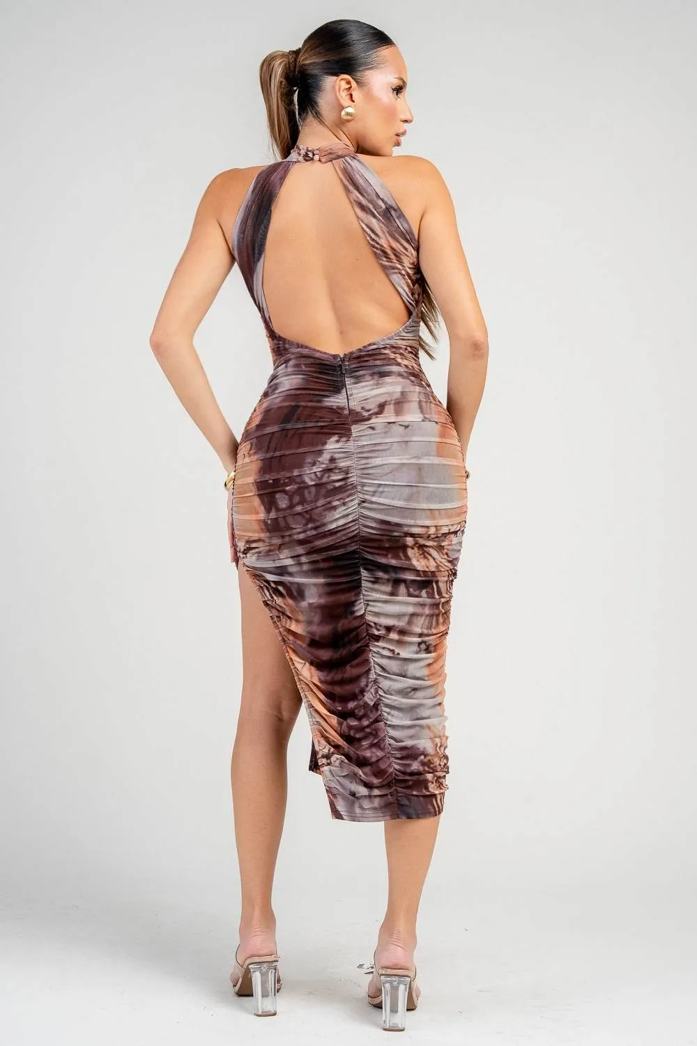 HD30908NST / MESH PRINT MIDI DRESS sold by privy product image thumbnail 3