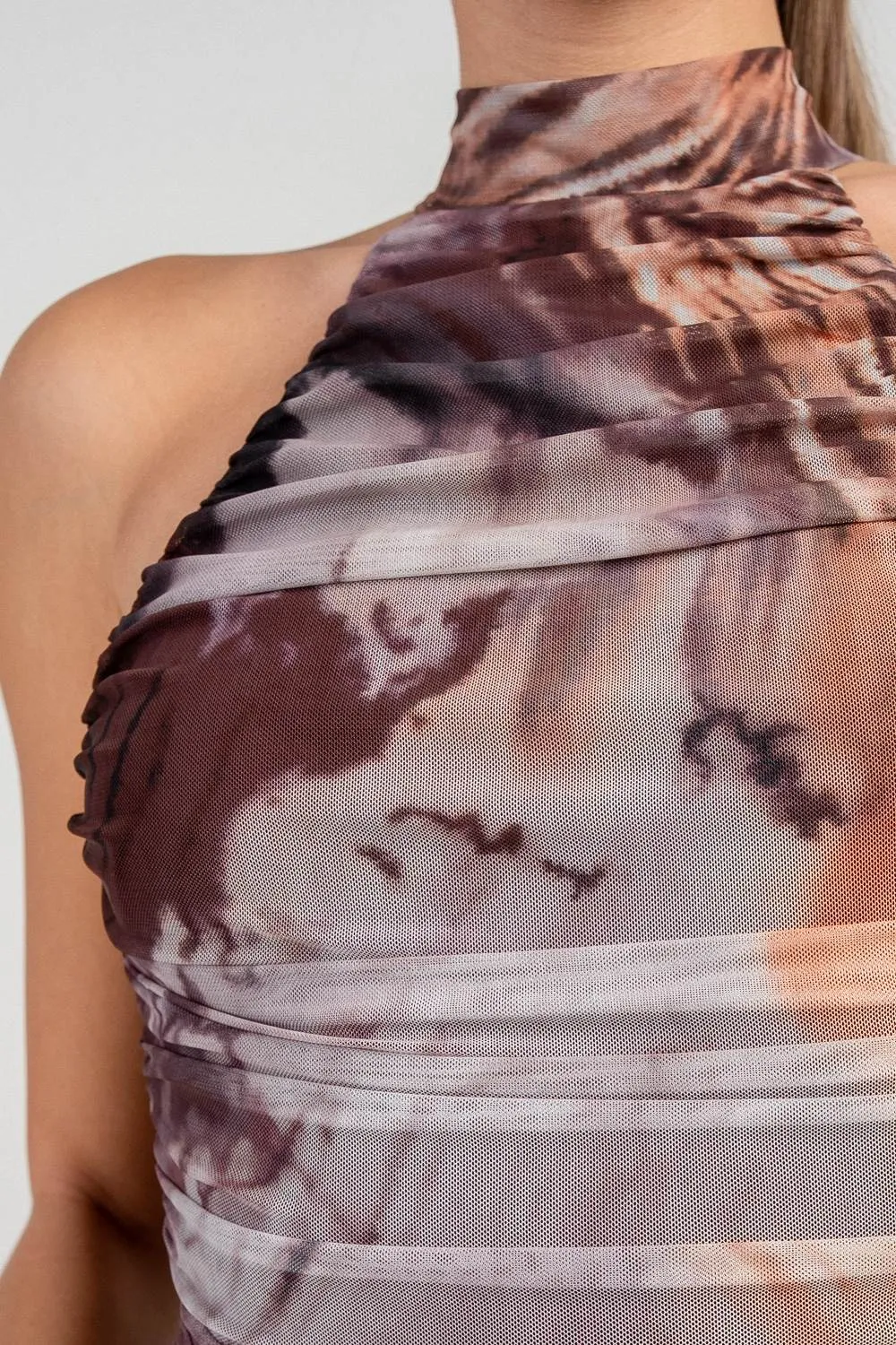 HD30908NST / MESH PRINT MIDI DRESS sold by privy product image thumbnail 5