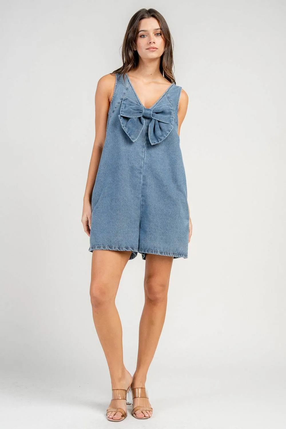 CJ40023Y / DENIM ROMPER WITH BOW FRONT DETAIL sold by privy product image thumbnail 5