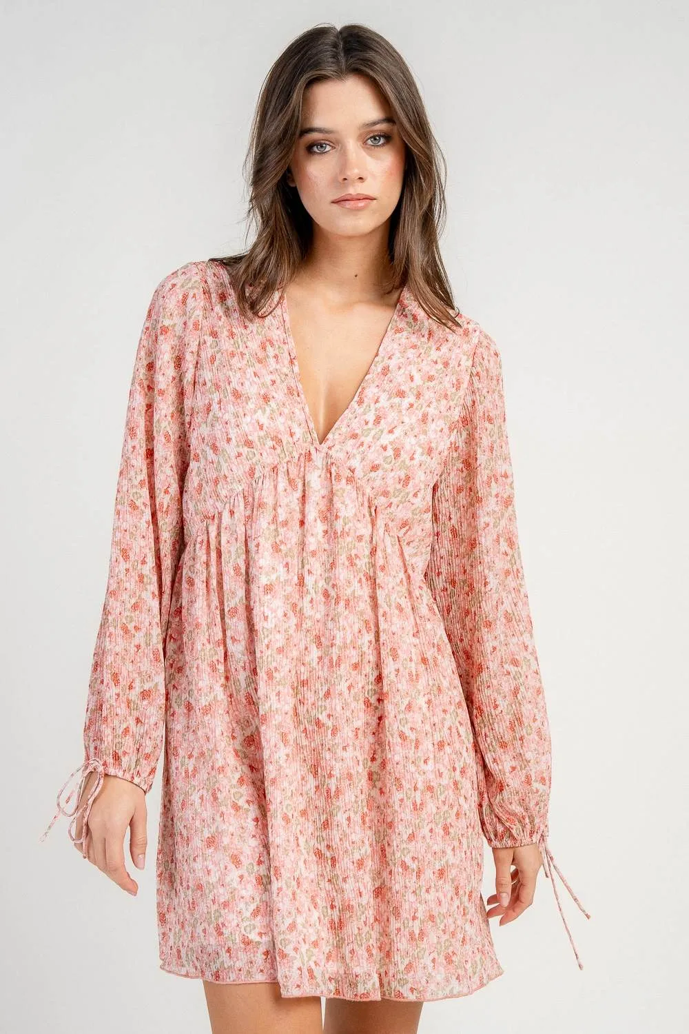 CD30733Y / PLEATED CHIFFON L/S MINI DRESS sold by privy product image thumbnail 4