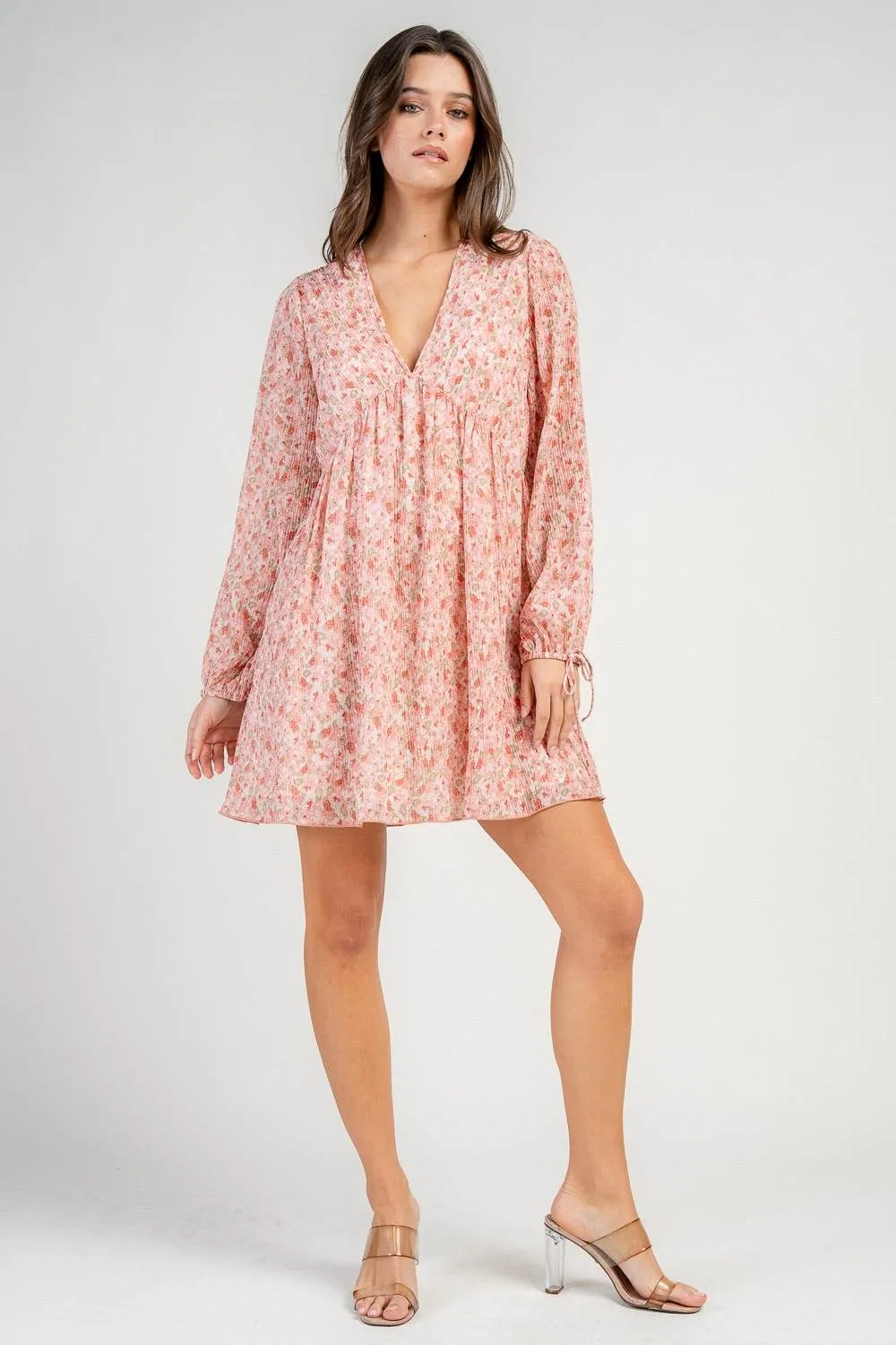 CD30733Y / PLEATED CHIFFON L/S MINI DRESS sold by privy product image thumbnail 5