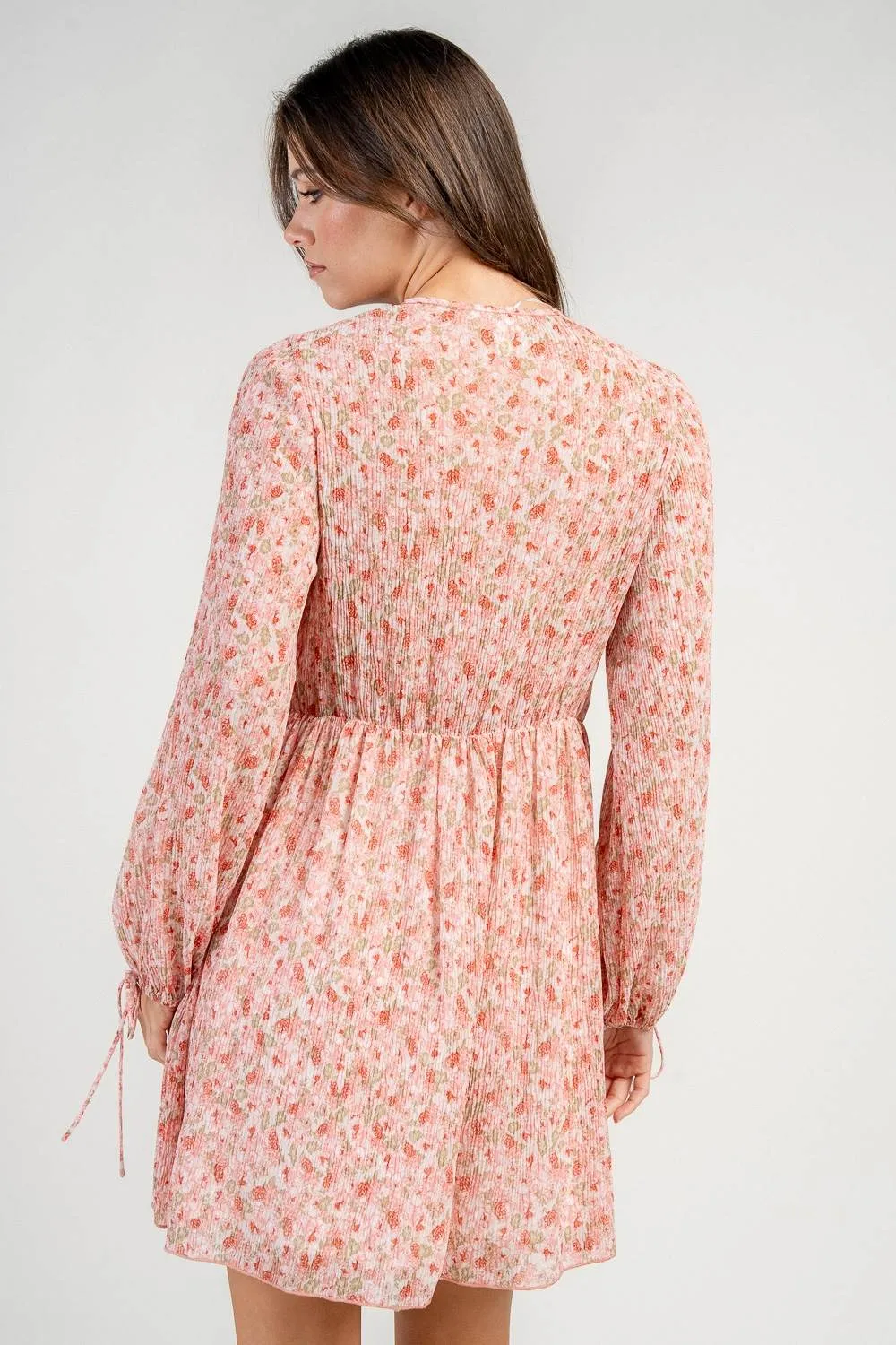 CD30733Y / PLEATED CHIFFON L/S MINI DRESS sold by privy product image thumbnail 3