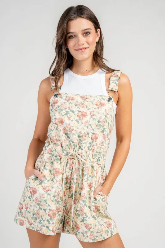 BJ7346N / FLORAL PRINTED WIDE LEG ROMPER sold by privy