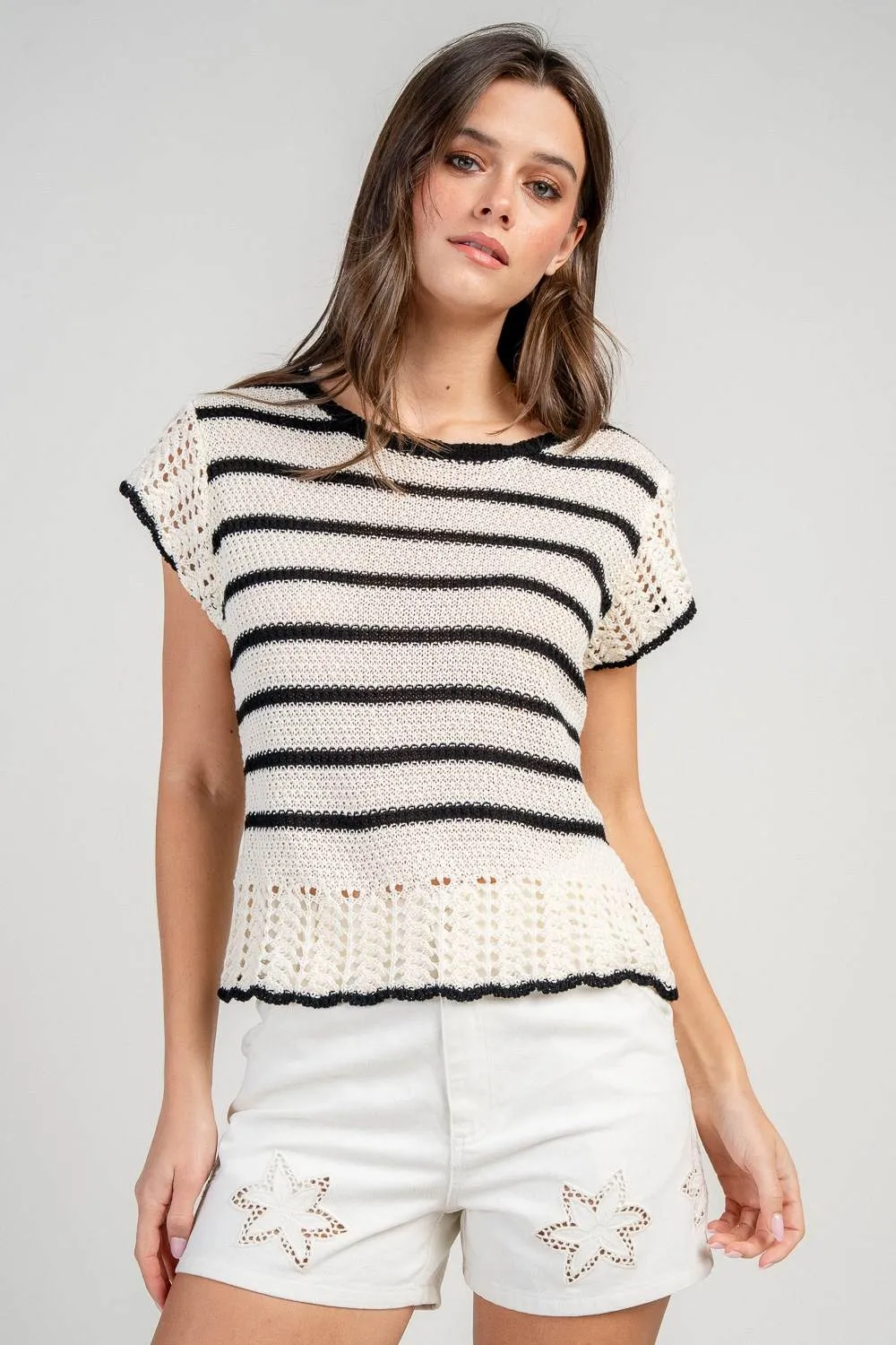 BT3422C / STRIPE SWEATER TOP sold by privy