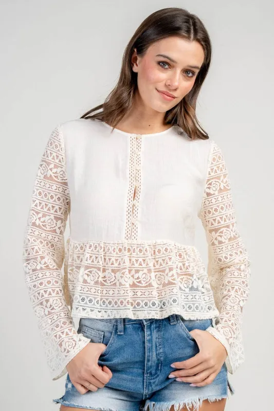 CT10596K / MIX MEDIA LACE TOP sold by privy