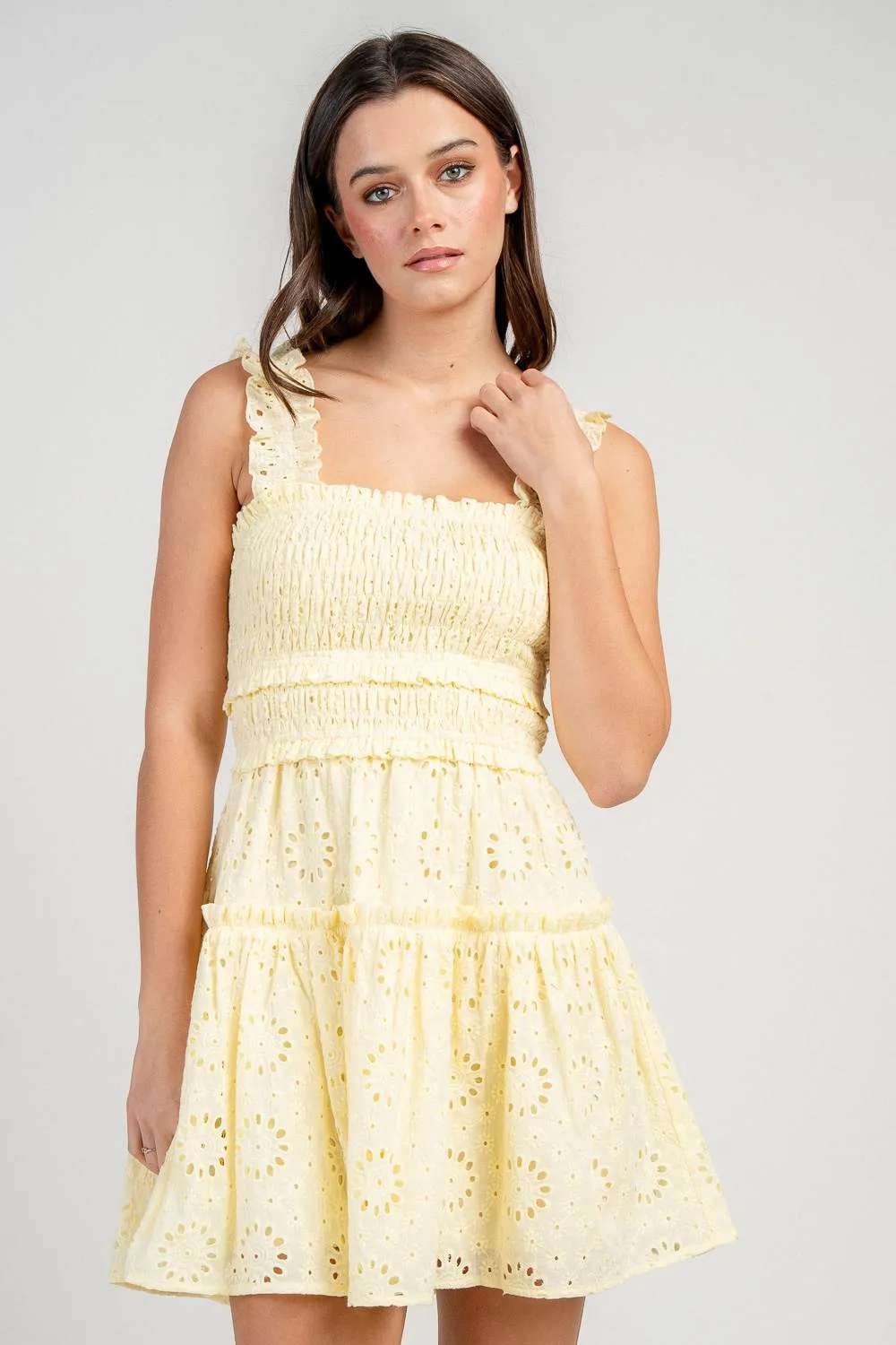 CD30740S / SMOCKED BODICE FIT & FLARE SHORT DRESS sold by privy product image thumbnail 4