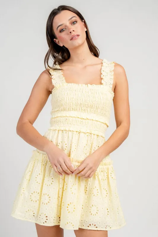 CD30740S / SMOCKED BODICE  FIT & FLARE SHORT DRESS sold by privy