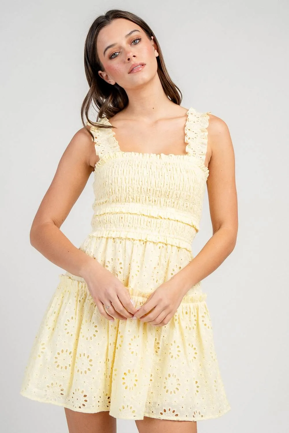 CD30740S / SMOCKED BODICE FIT & FLARE SHORT DRESS sold by privy