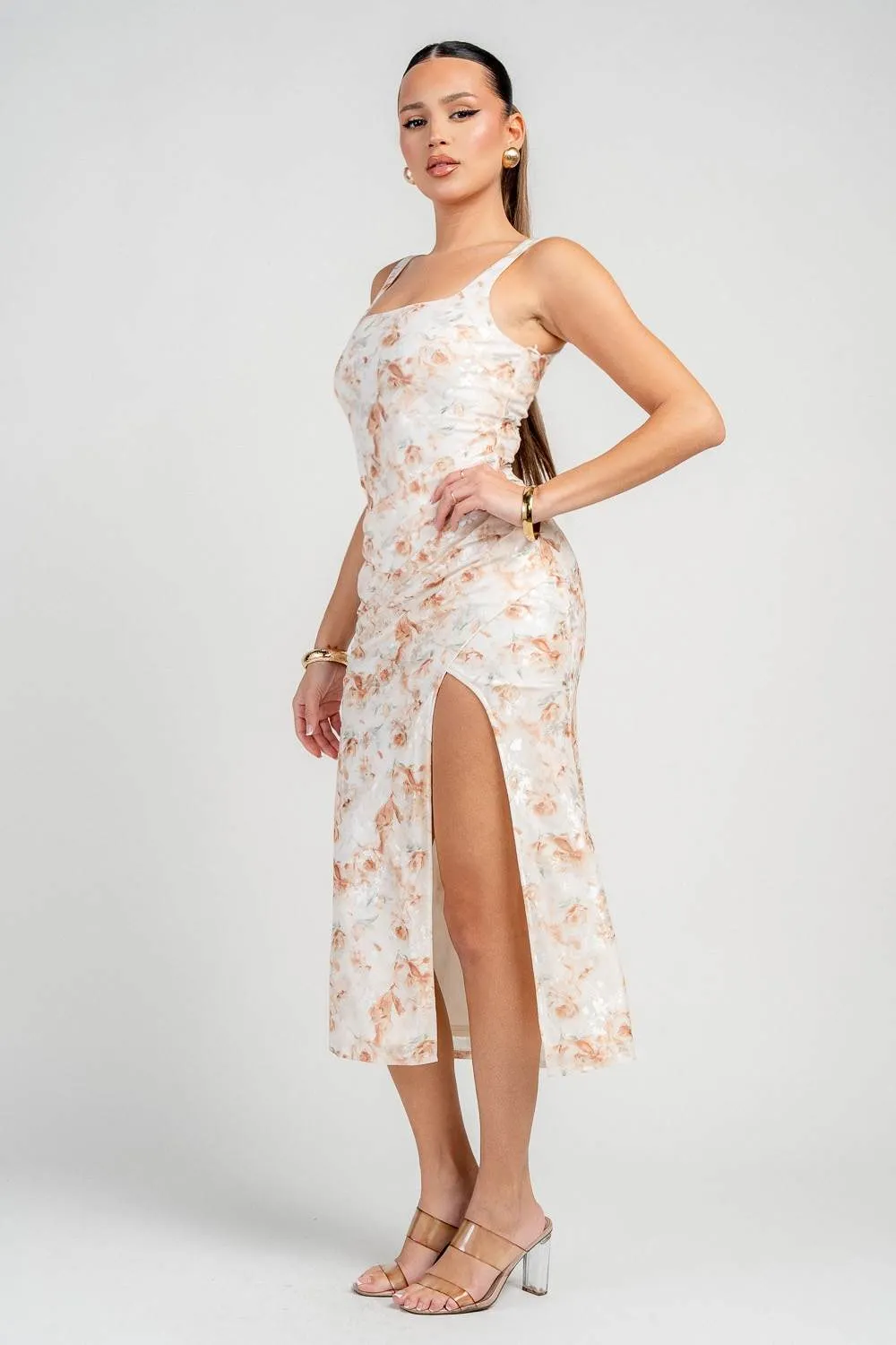 HD30700ED / PRINTED LACE SQUARE NECK MIDI DRESS sold by privy product image thumbnail 2