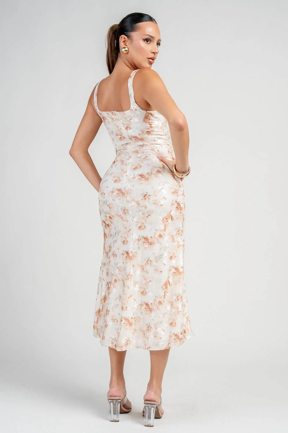 HD30700ED / PRINTED LACE SQUARE NECK MIDI DRESS sold by privy product image thumbnail 3