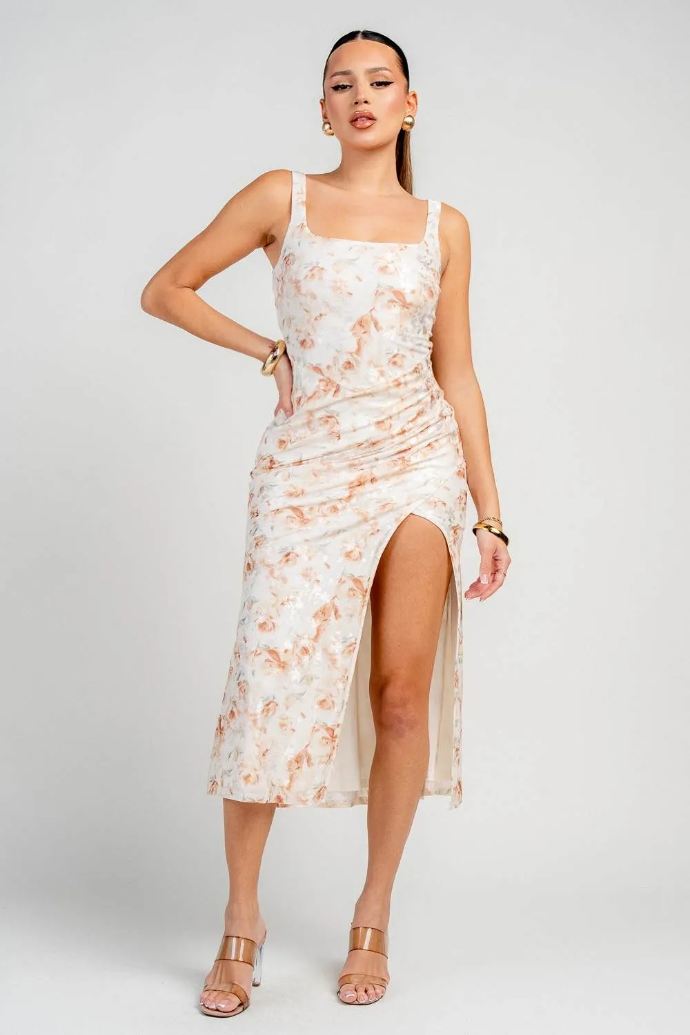 HD30700ED / PRINTED LACE SQUARE NECK MIDI DRESS sold by privy product image thumbnail 4